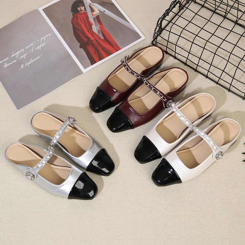 

Summer Lazy Mary Jane Women's Shoes, Invisible Height-Increasing, Closed-Toe Slip-On, Solid Color, Simple and Versatile