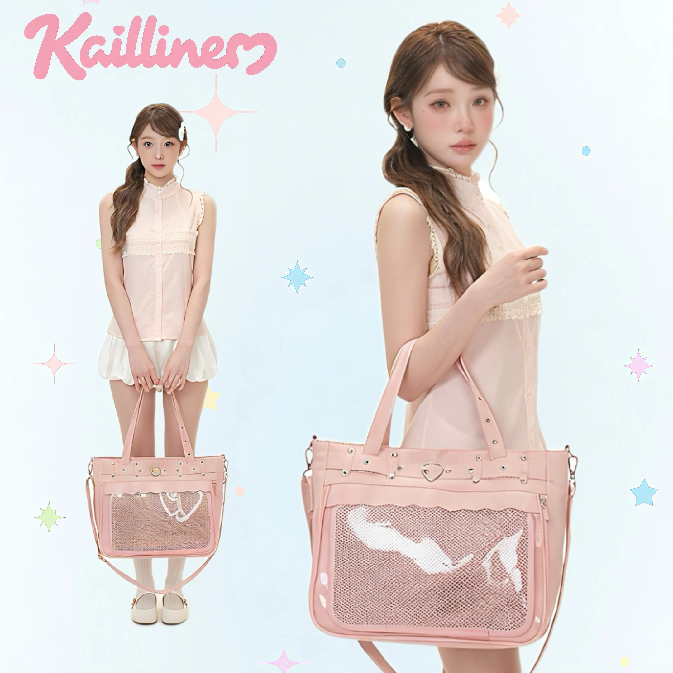 New Original Y2K Ita Shoulder Bag Japanese Style JK Ins Girl Transparent Crossbody Bag Large Capacity Tote Bags Lolita Style