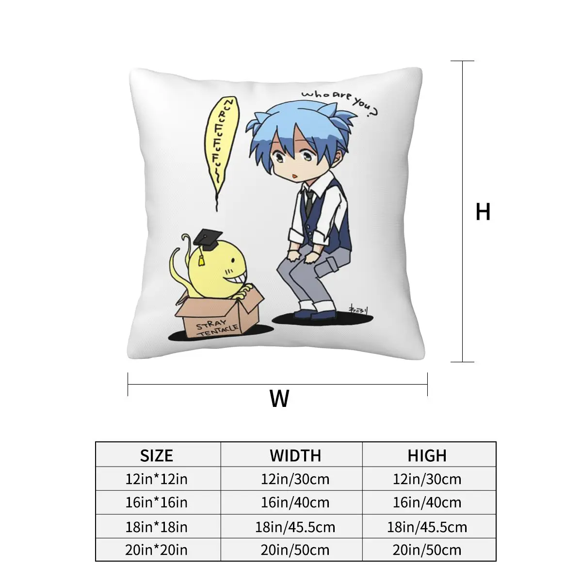Assassination Classroom Octopus Koro Sensei Square Pillowcase Pillow Cover Cushion Decor Comfort Throw Pillow for Home Bedroom