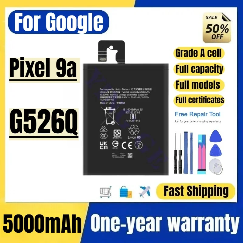 G526Q for Google Pixel 9a Mobile Phone Battery High Quality High Capacity Battery Replacement Bateria Grade A Cell with Tools