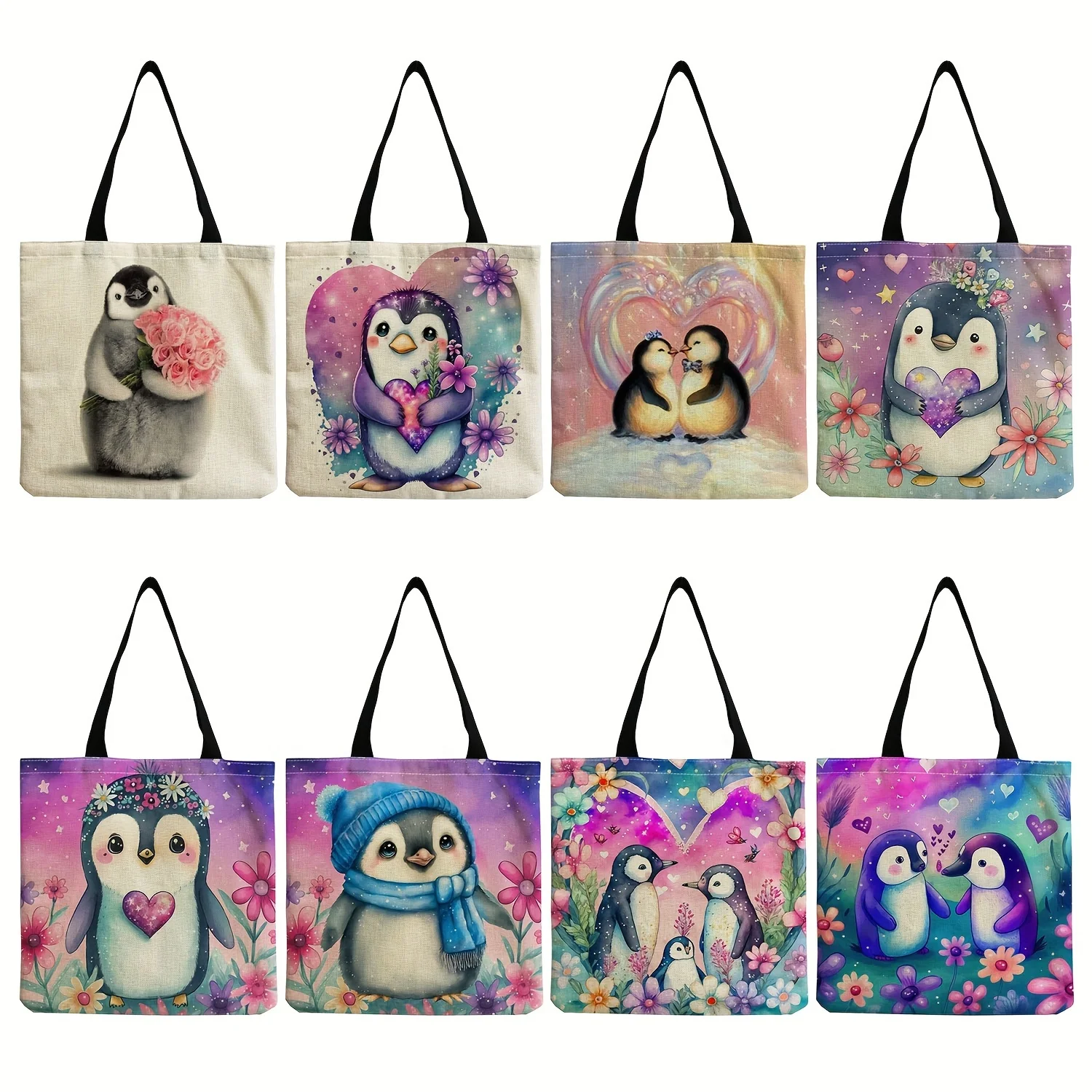 Cute Penguin Pattern Shoulder Bag for Women - Lightweight and Versatile Shopping Handbag