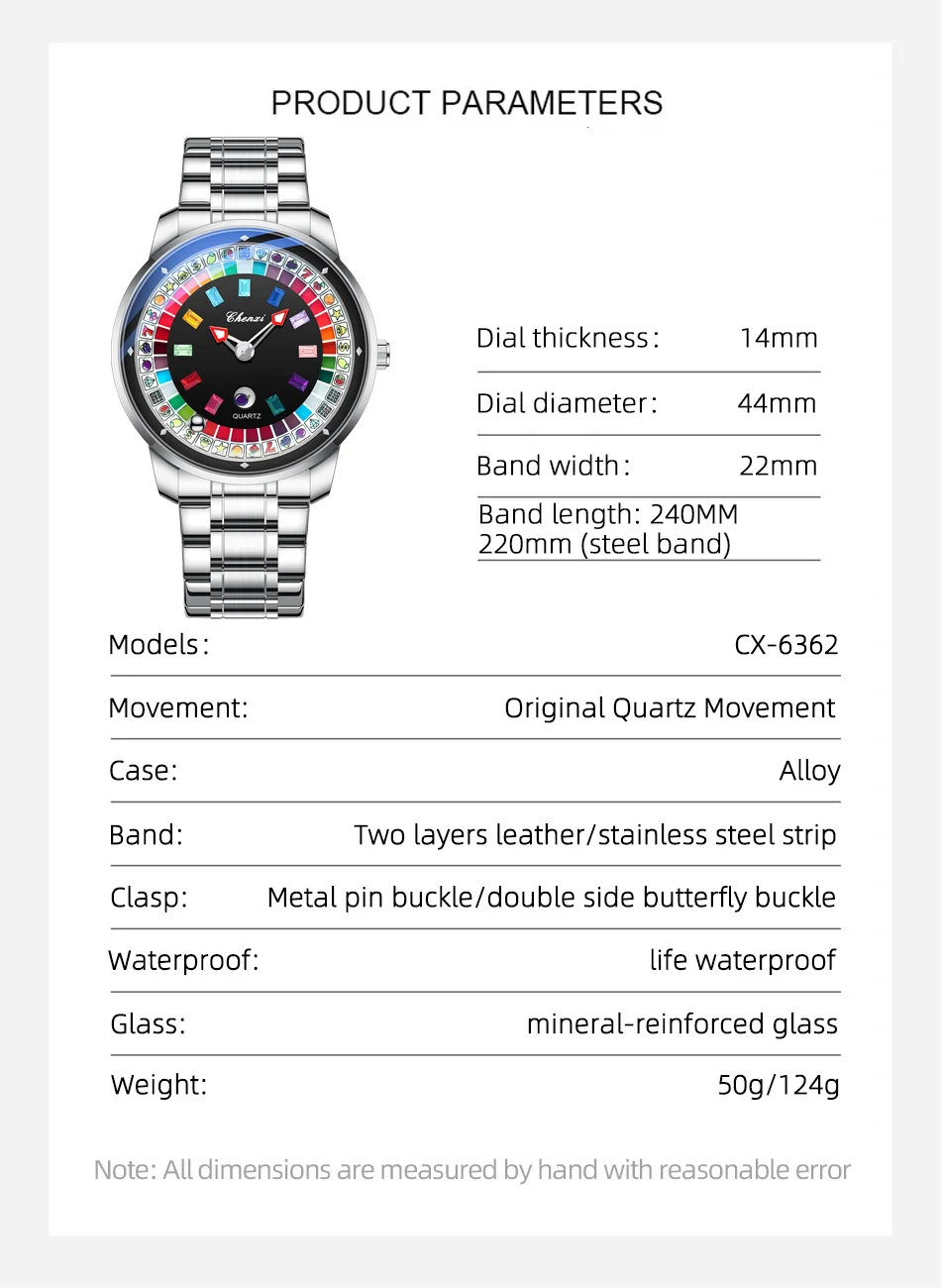 CHENXI 6362 Modische Quarzuhren für Herren, Kreatives Rotierendes Zifferblatt, Leuchtend, 30M Wasserdicht, Lässige Herren-Armbanduhr, Reloj Hombre – Detail 6