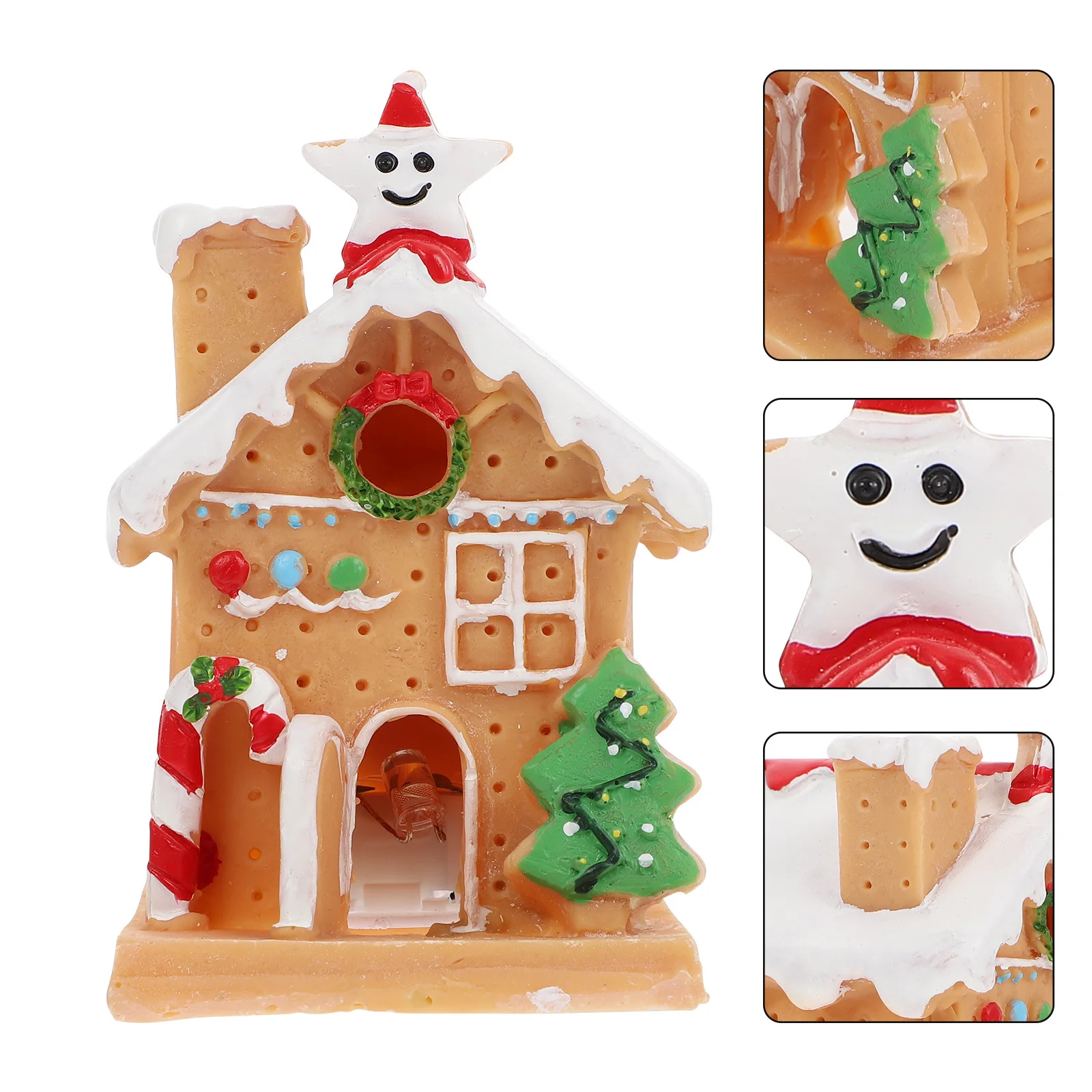 1 قطعة منزل صغير مضيئة الراتنج إضاءة زينة عيد الميلاد الفيلات الصغيرة الزينة لحفلة عيد الميلاد المشهد الصغير سطح المكتب #4