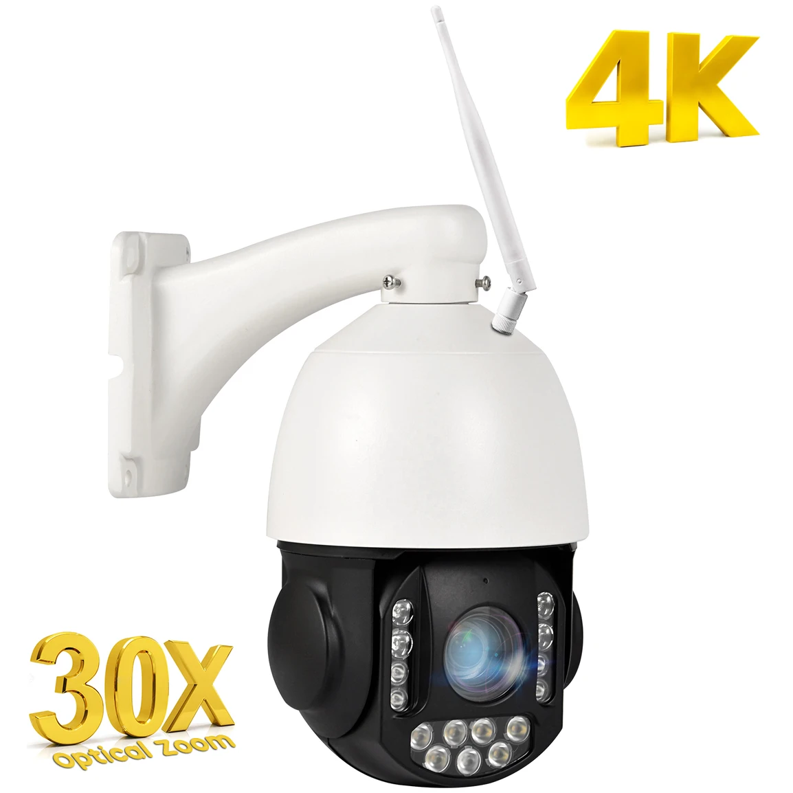 Kamera bezpieczeństwa z 30-krotnym zoomem optycznym, WiFi, PTZ, zewnętrzna, 4K 8MP, WiFi 2.4/5G, wykrywanie ludzi/pojazdów, automatyczne śledzenie, kamery kopułkowe, CamHi