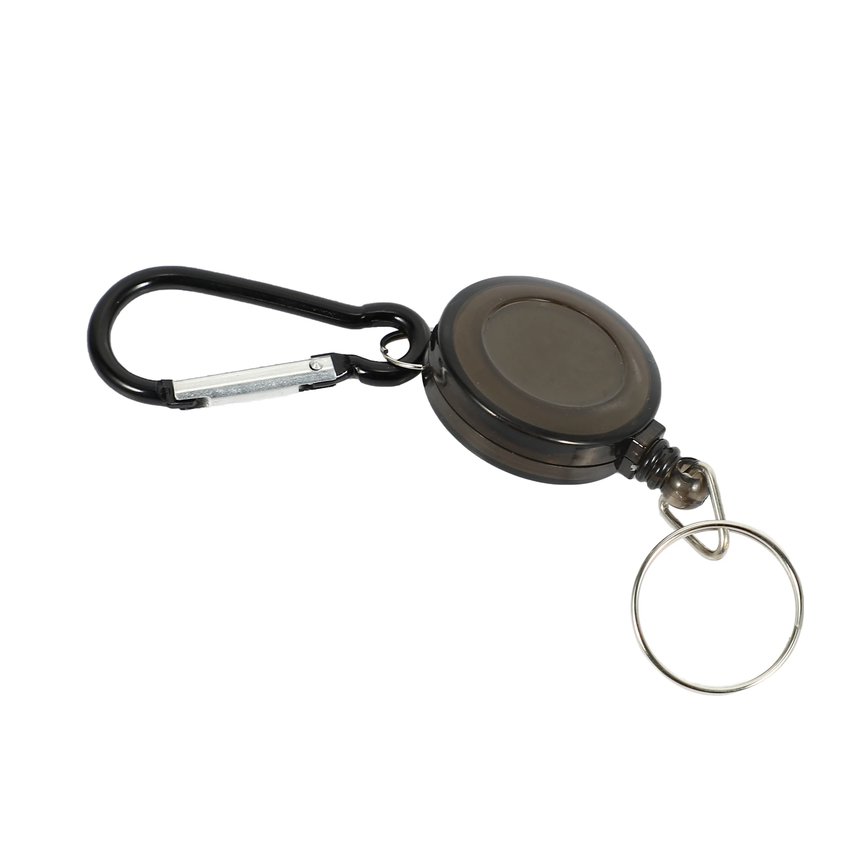 Lot 1 Badge Holder Winder Holder Keychain Retractable Carabiner Belt Clip ID Card Card Holder-Black