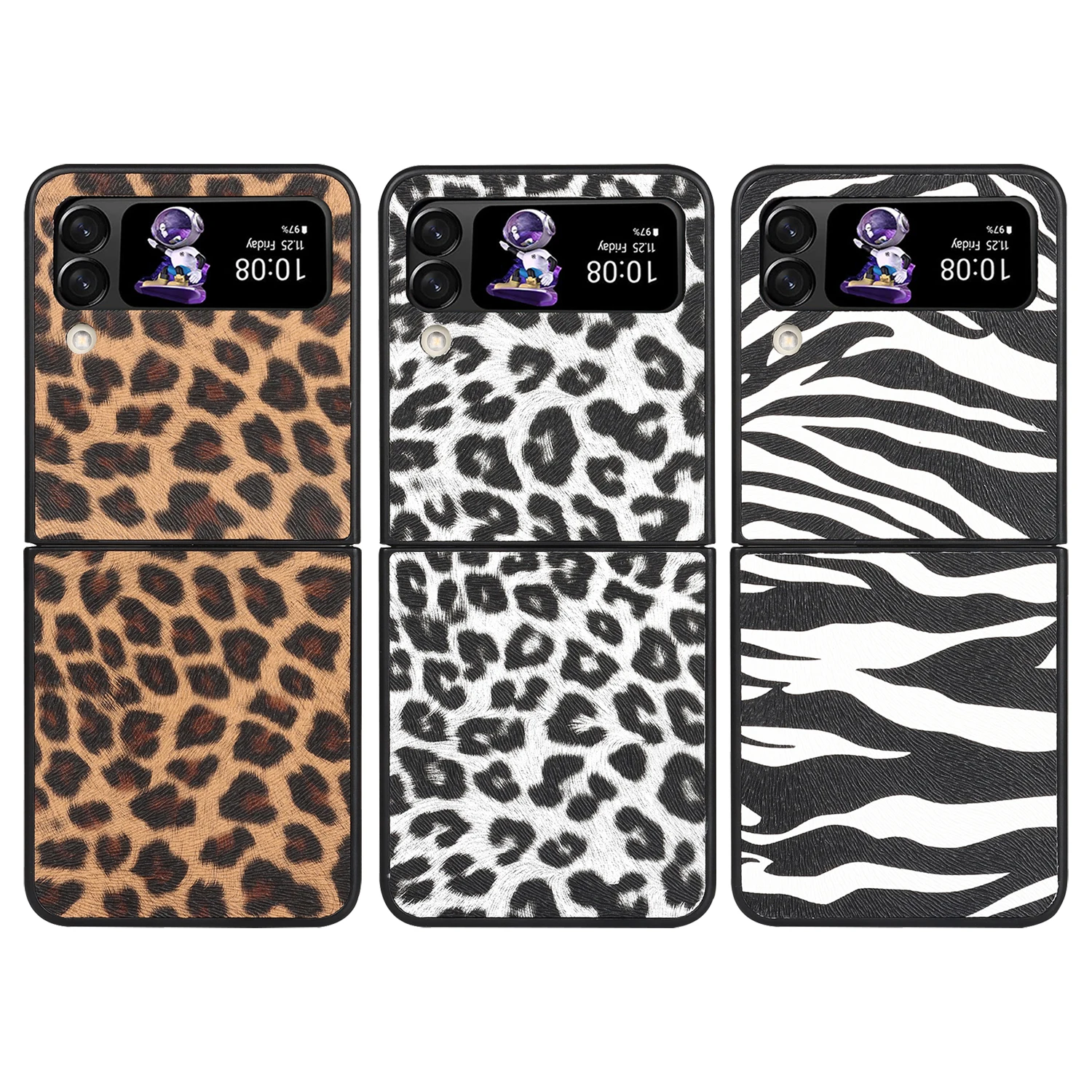 Fashion Luxury Leopard Zebra Snake Print Leather Caes For Samsung Galaxy Z Flip6 Case Z Fold6 Cover Flip5 4 3 Case Z Fold5 Case