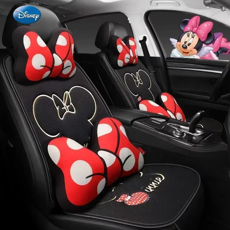 Disney Car Interiors Cartoon Seat Cushion All Seasons Breathable Tie-Free Anti-Slip Fabric Seat Cover Car Seat Protective Cover