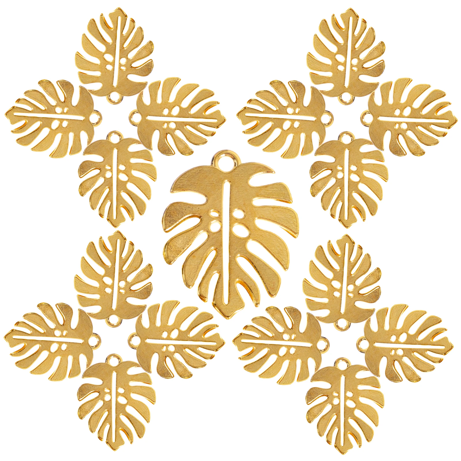 

50 Pcs Vintage Alloy Turtle Leaf Hollow Pendant Earrings Necklace Accessories Gold Color Jewelry Making Beads Charms Crafts Diy