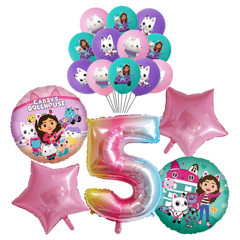 Gabby Puppenhaus Katzen Geburtstag Dekoration Ballon Einweggeschirr Katzenballons Kinder Gabby Puppenhaus Figuren Partyzubehör