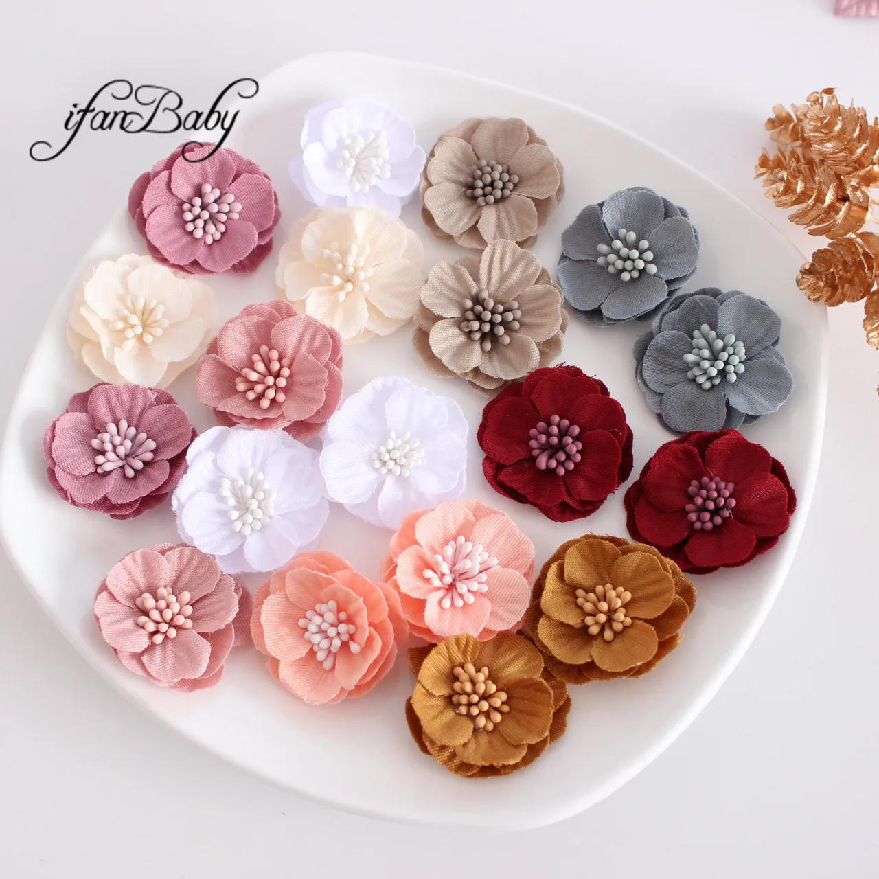 

Fashion 3.5cm Fabric Hair Flowers Women Girl Flowers Decorate DIY Accessories For Hair Brooch Headband