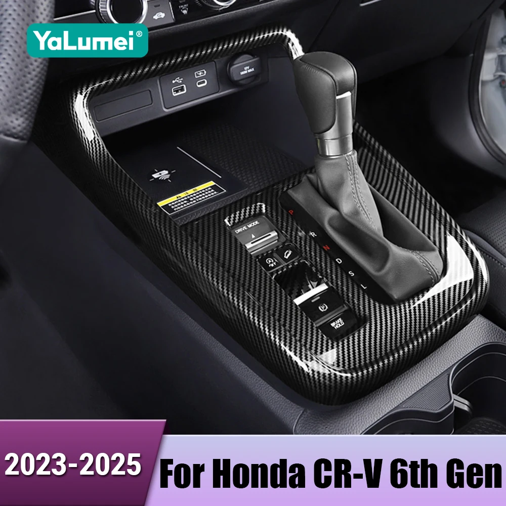 

Автомобильная панель переключения передач из волокна Carcon, накладка, наклейки, украшение для Honda CR-V CRV 6-го поколения 2023 2024 2025, гибридные аксессуары