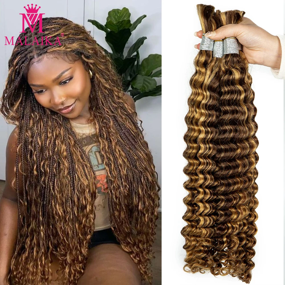 Cabelo trançado humano para tranças boho, destaque, onda profunda, massa para trançar, sem trama, encaracolado, extensões, 100g