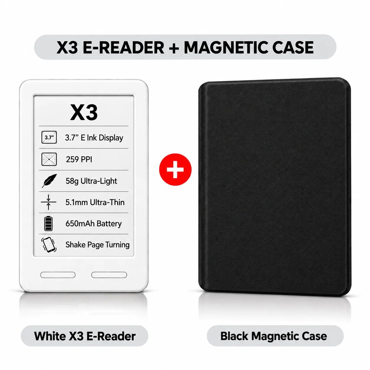 XTEINK X3 X4 X4 Pro: draagbare e-reader met e-ink-display, compact formaat, lichtgewicht, ideaal voor onderweg, op het werk en voor dagelijks lezen.