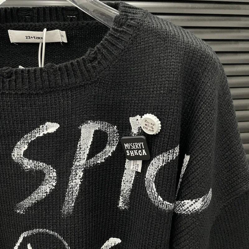 HKSH Autunno Nuove Donne Maglione Corto Lettera Stampata O-Collo Pullover a Maniche Lunghe Elegante High Street Elegante Top Lavorato a Maglia HK10089