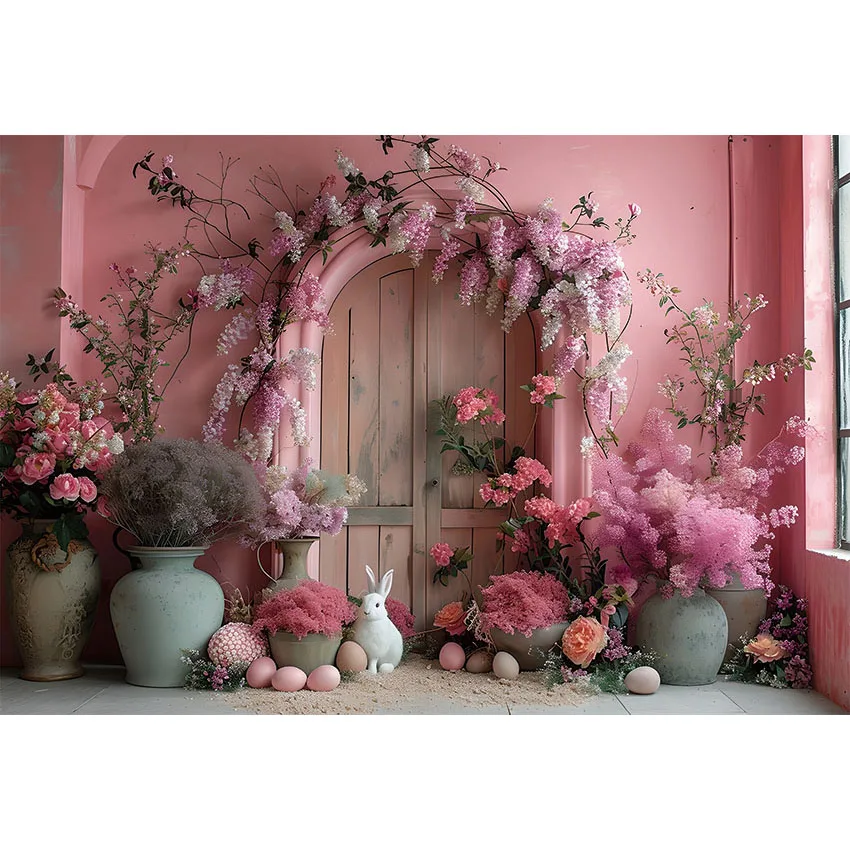 Mehofond Photography Background Spring Easter Pink House Bunny Eggs Kids Portrait Photo Backdrops Photo Studio Photocall Props