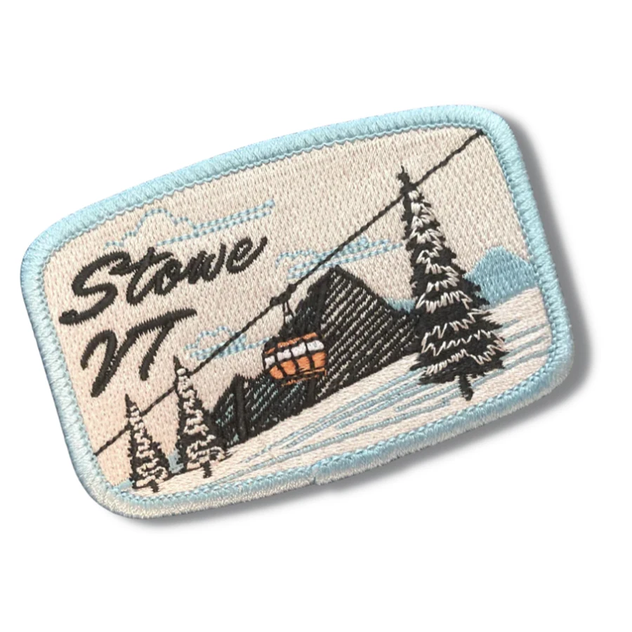 Cable Car Ice Landscape Sketch Embroidery Patches for Clothing Art Outdoor Oval Backpack Adventure Literary Fresh SewingDIY