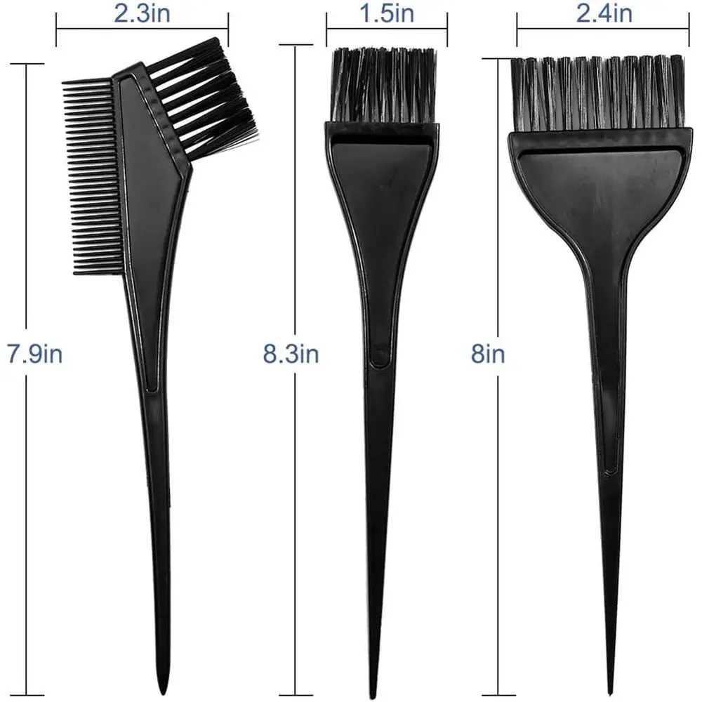 Professional Hair Dye Kit with Mixing Bowl, Brushes, and Tint Comb (Black)
