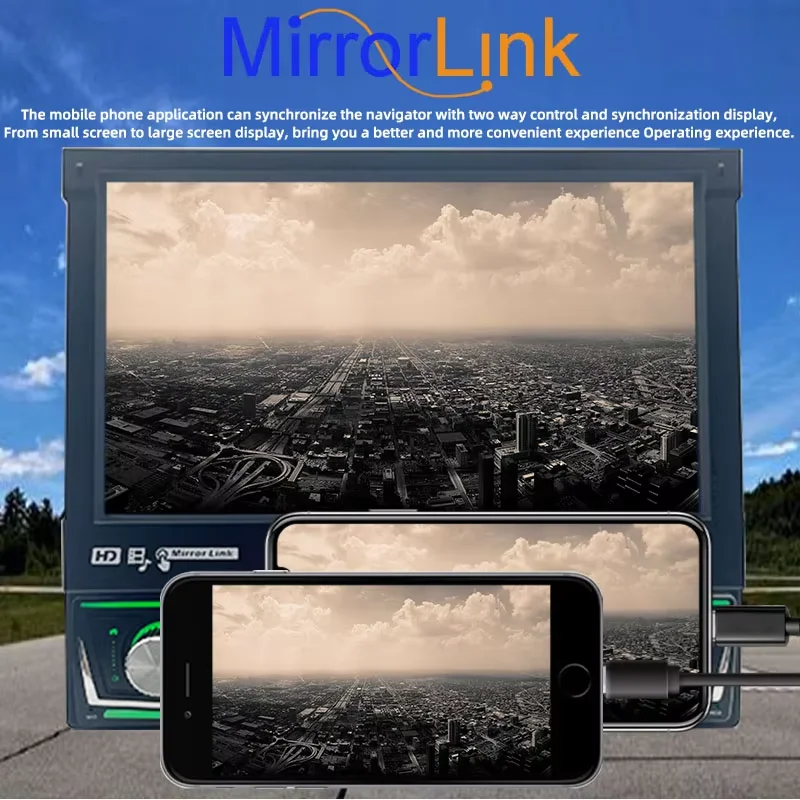 

High-definition LCD digital screen display, straight front panel Mobile phone projection Rear View Camera