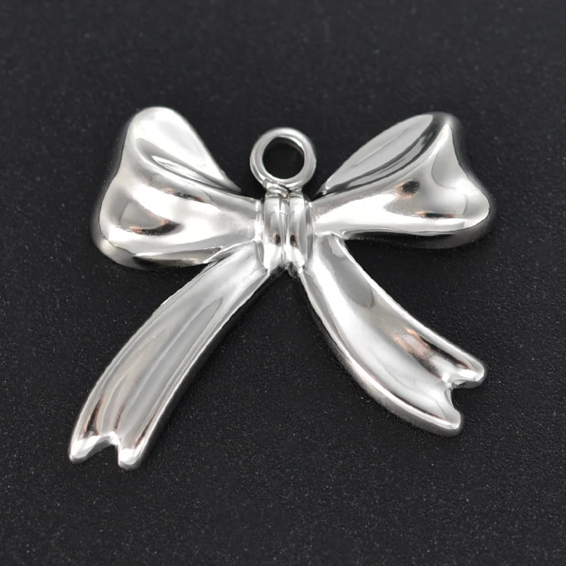 5pcs Girl Bows Pendant Fashion Stainless Steel Pendants For Jewelry Making Charm Handmade Necklace Earrings Bracelets Materials