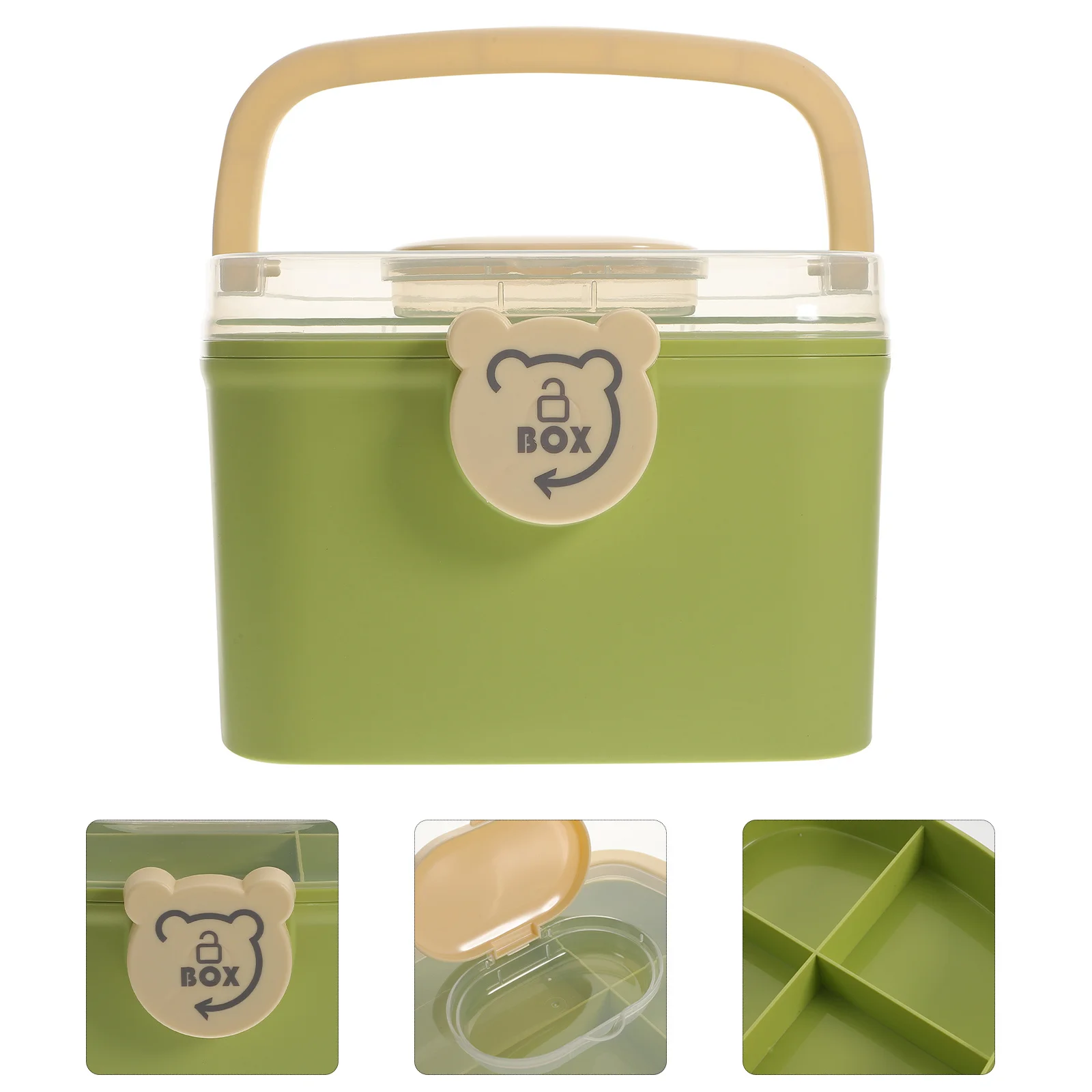 

Medicine Storage Box Double Design Ergonomic Handle Transparent Portable Medical Organizer Household First Aid