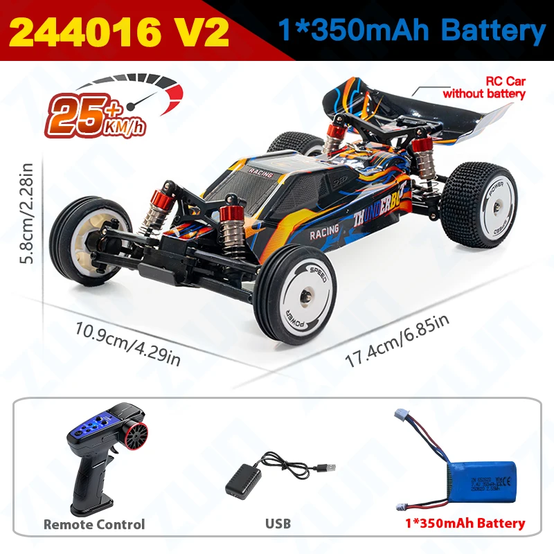 WLtoys 244016 V2 2.4G Hoge Snelheid Racewagen 2WD 25 KM/H 1:24 Gyro Volledige Schaal Afstandsbediening Auto concurrerende Voertuig Speelgoed Voor Kid