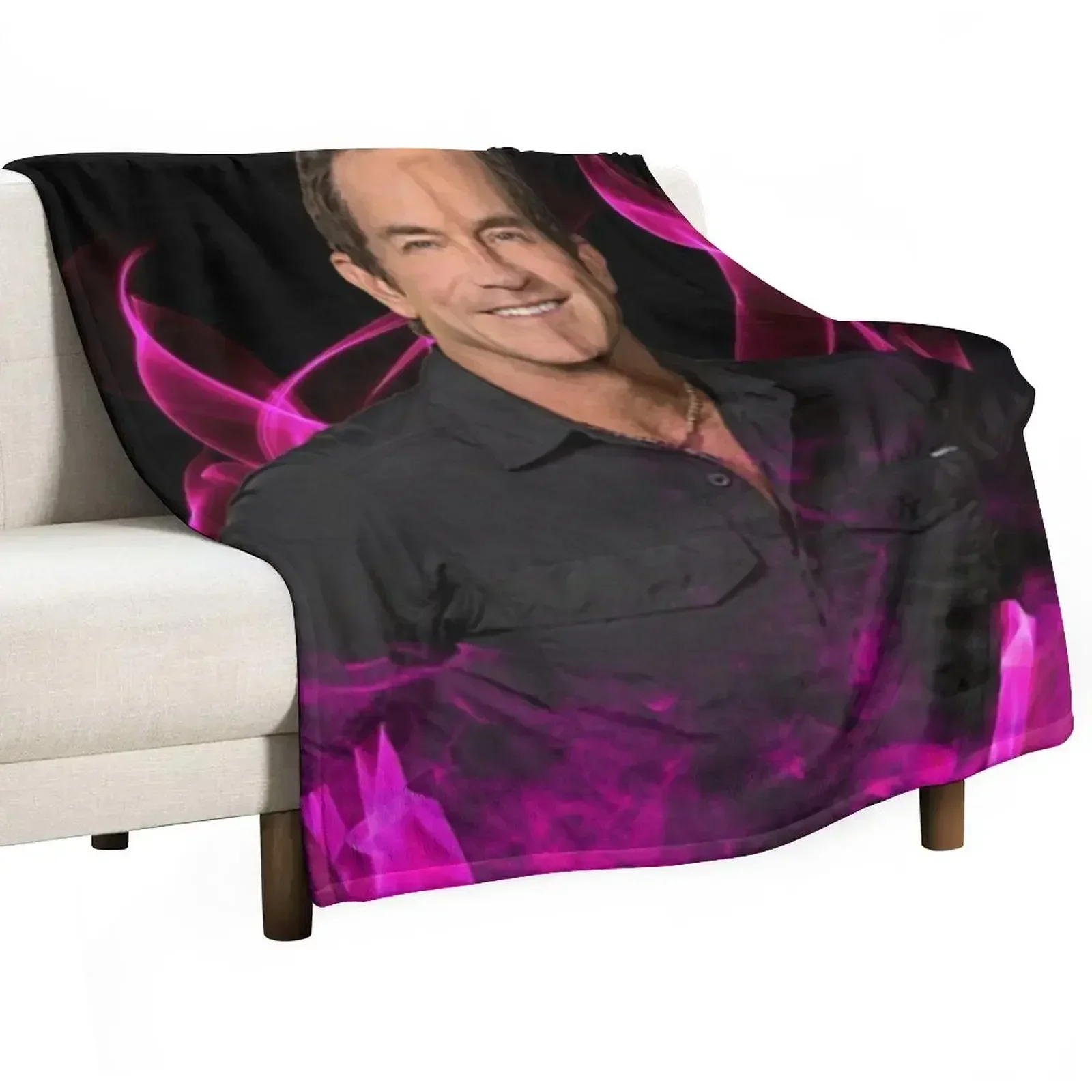 Jeff Probst Survivor Pink Fire Tapestry Throw Blanket For Decorative Sofa Personalized Gift Flannel Softest Blankets