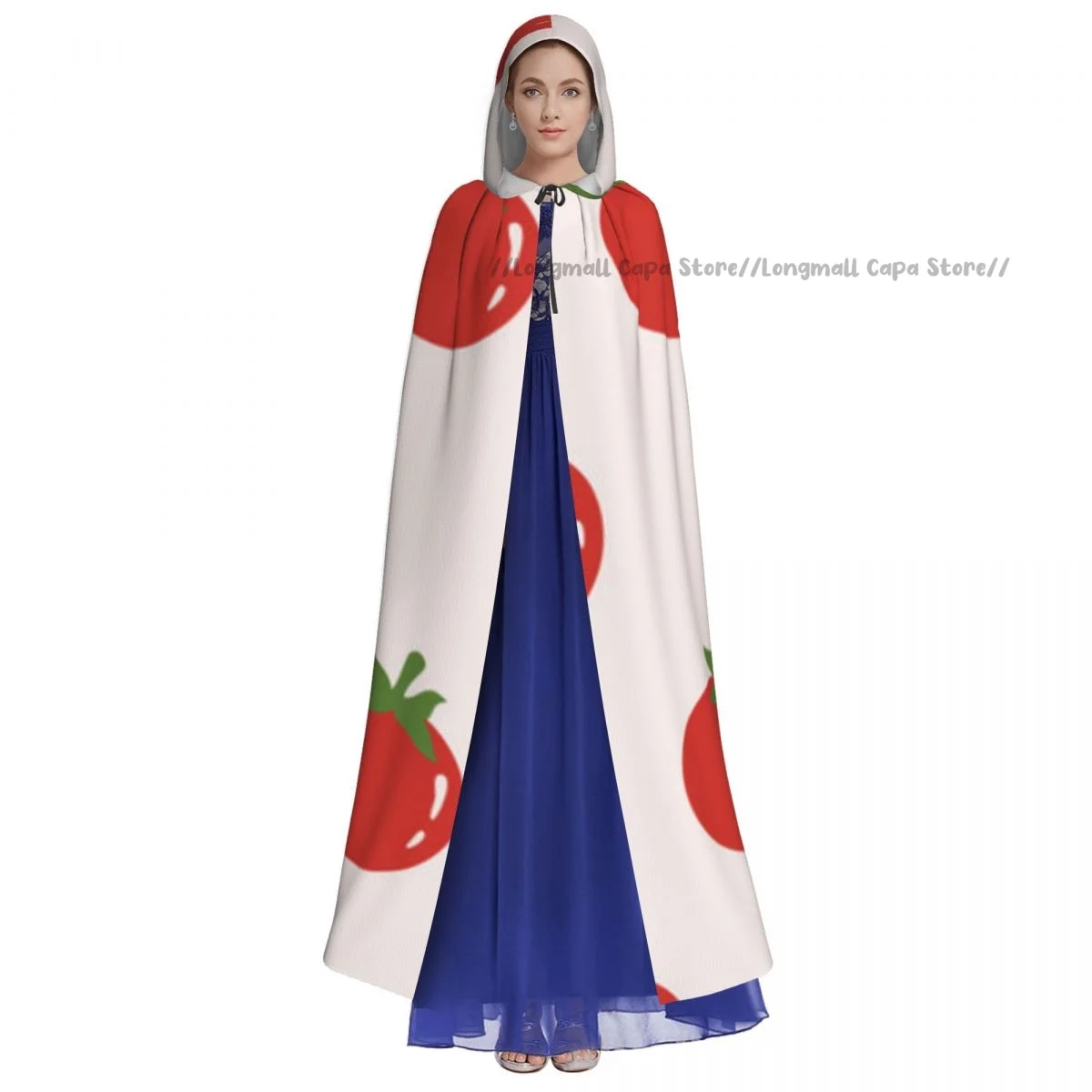 Adult Vampire Cape Hooded Robe Tomatoes Halloween Cloak Full Length Cosplay