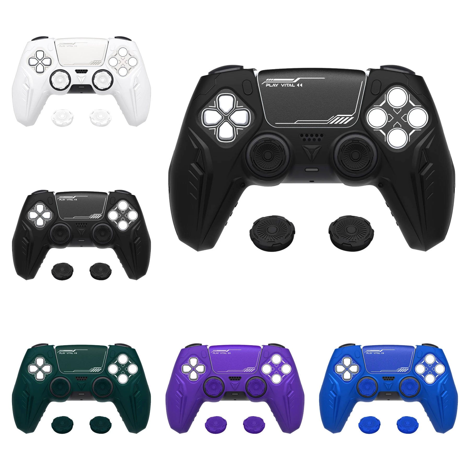 

PlayVital Silicone Grip Skin for ps5 Controller - Futuristic CyberMech Design|Compatible with ps5 Official Charging Dock