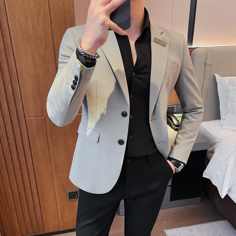 

2024 Spring Men Blazers Fashion Slim Fit Casual Business Suit Jackets Gentleman's Wedding Banquet Party Blazers Male Clothing