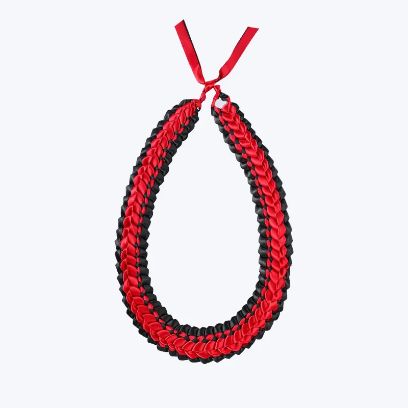 

Elastic Ribbon Necklace Handwoven 4-Layer Satin Ribbon For High School College Graduation Party Supplies Braided Neck Garlands