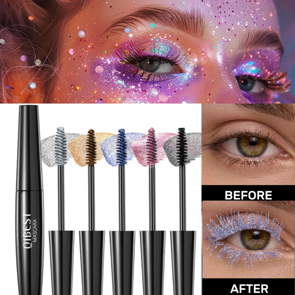 Color Mascara Eyelashes Lengthening Silk Fiber Natural Waterproof Curling Long Lasting Black Purple Silver Stage Eyes Makeup