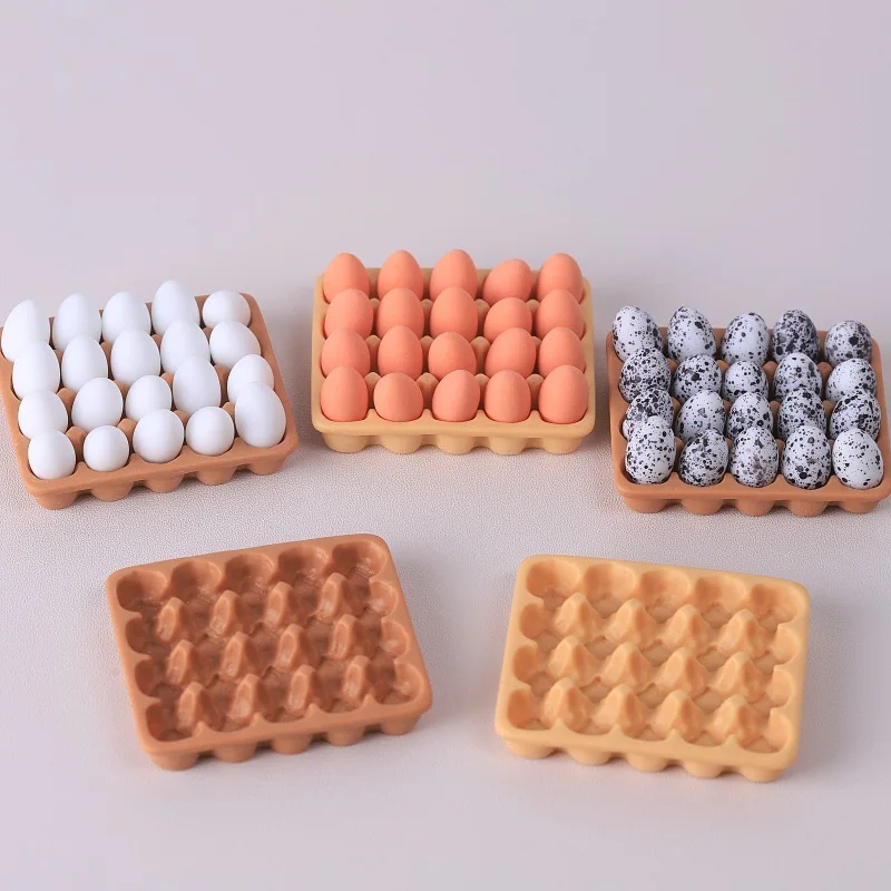 10pcs Simulation Mini egg tray Scrapbooking for Mini Kitchen Dinner Tableware Decoration Accessor Dollhouse DIY Crafts