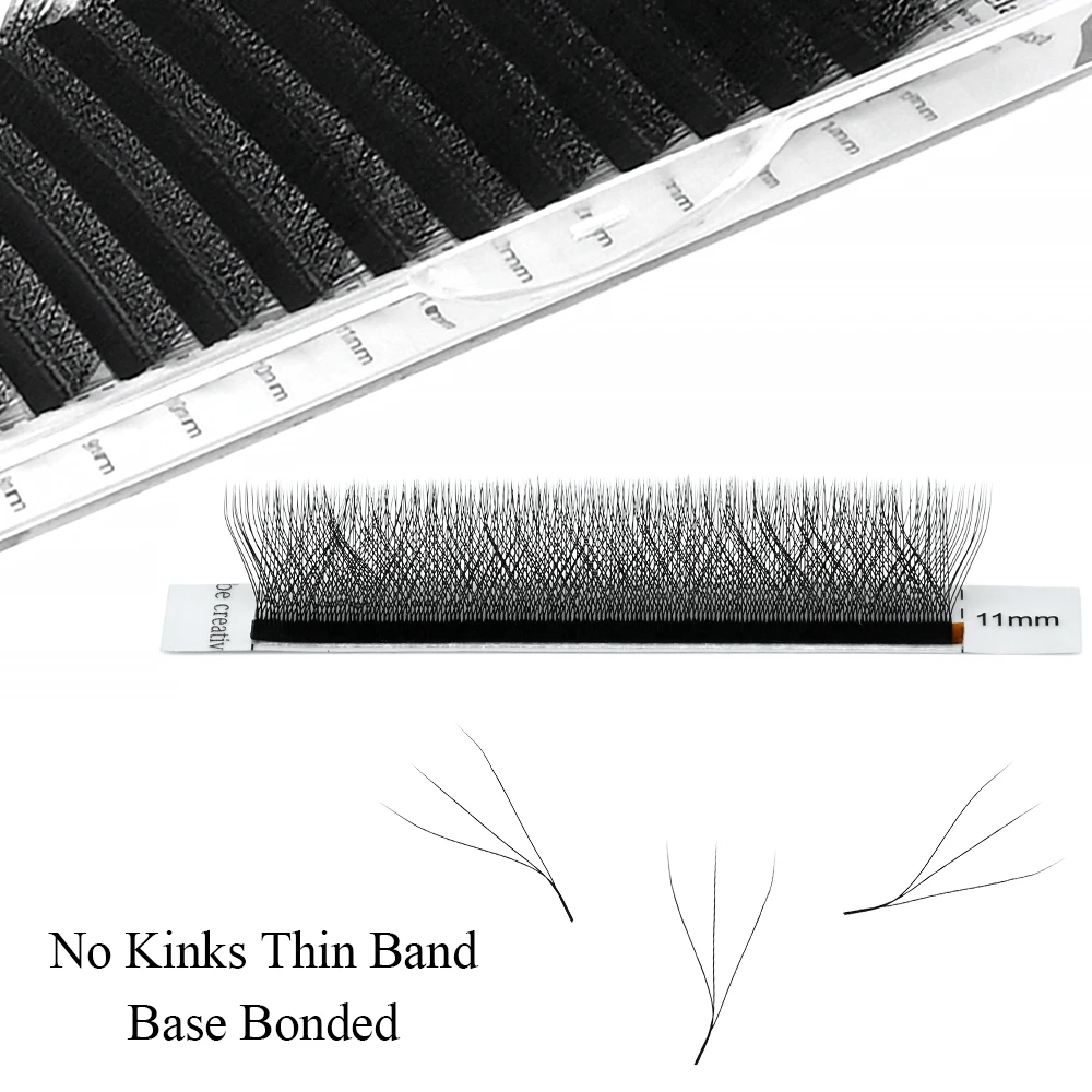 LAGEE L LU M 컬 C D 3D W 모양 속눈썹 연장 꽃이 피는 꽃 미리 만들어진 팬 속눈썹 메이크업 0.07 볼륨 번들