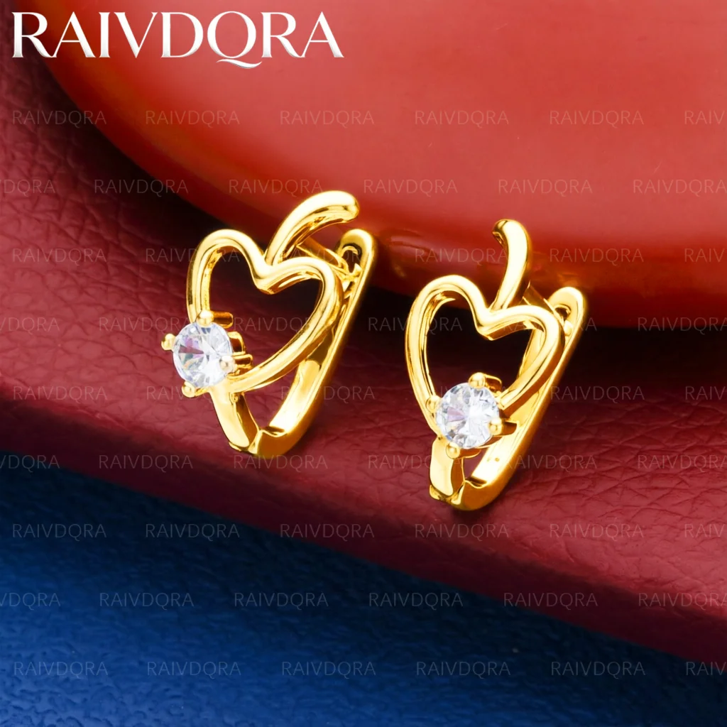 18K Gold Plated Zircon Heart Hoop Earrings for Woman Anniversary Gift Popular wild Fashion party Jewelry