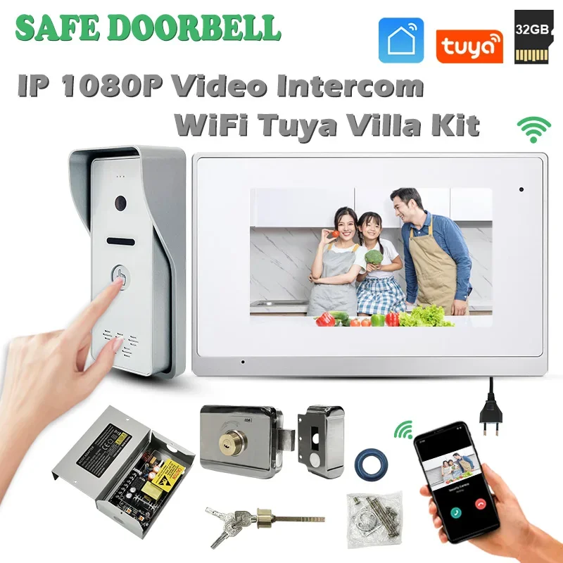 

Popular Design Support Mobile wifi Tuya/ Smart life APP Remote Unlocking Doorphone 1080P Intercom With Wide Angle Audio Doorbell