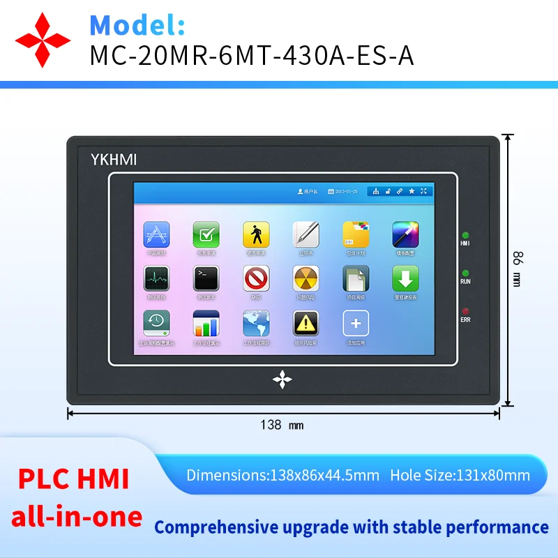 4.3 Inch HMI PLC All In One Touch Screen, Fully Compatible With Delta EC2-20MR/MT, 12 Input 8 Output