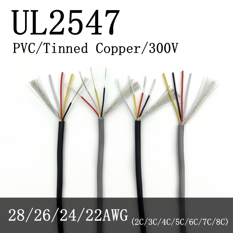 2/5/10M Shielded Wire Signal Cable 32 30 28 26 24 22 AWG Channel Audio 2 3 4 5 6 7 Core UL2547 Headphone Copper Control Wires