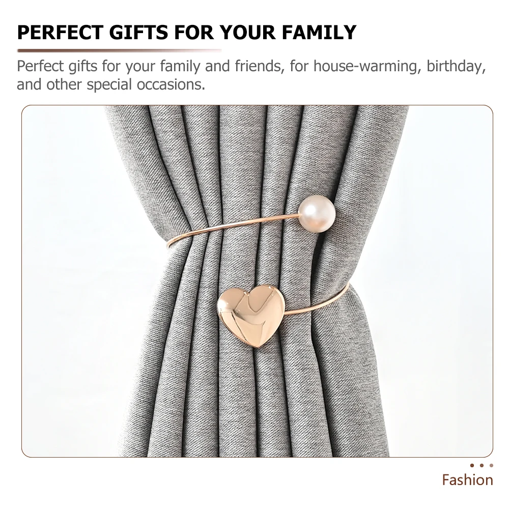 

2pcs Alloy Curtain Tieback Pearl Design No Drill Decorative Holdbacks For Bedroom Living Room Window Curtain Supplies