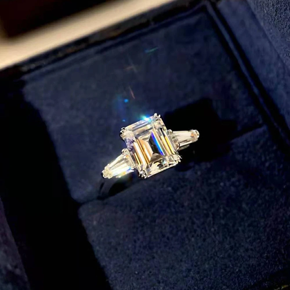 WUIHA Classsic 100% 925 Sterling Silver Emerald Cut 3CT Lab Sapphire Gems Wedding Engagement Ring Fine Jewelry Anniversary Gifts image 2