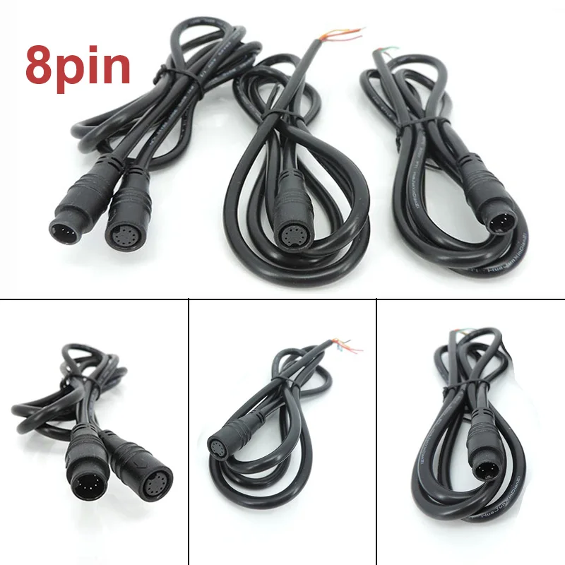 1M 8Pin 28awg E-bike Cable Electric Bicycle Butt Joint Plug male female M8 waterproof Connector Wiring Line Scooter Brake Cable