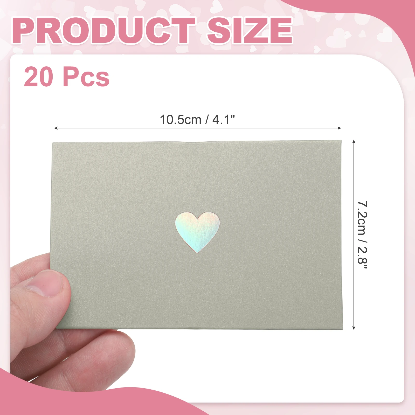 20Pcs/Set Mini Card Envelopes Pearlescent Paper Envelopes Business Greeting Cards Holder with Heart Pattern for Birthday Wedding