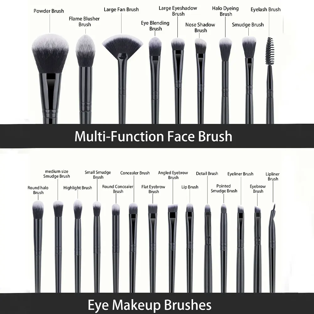 20 Pcs Makeup Brushes+9 Pc Makeup Sponge Air Cushion Powder Puff Finger Puff Set Makeup Tool Combination Foundation Powder Brush