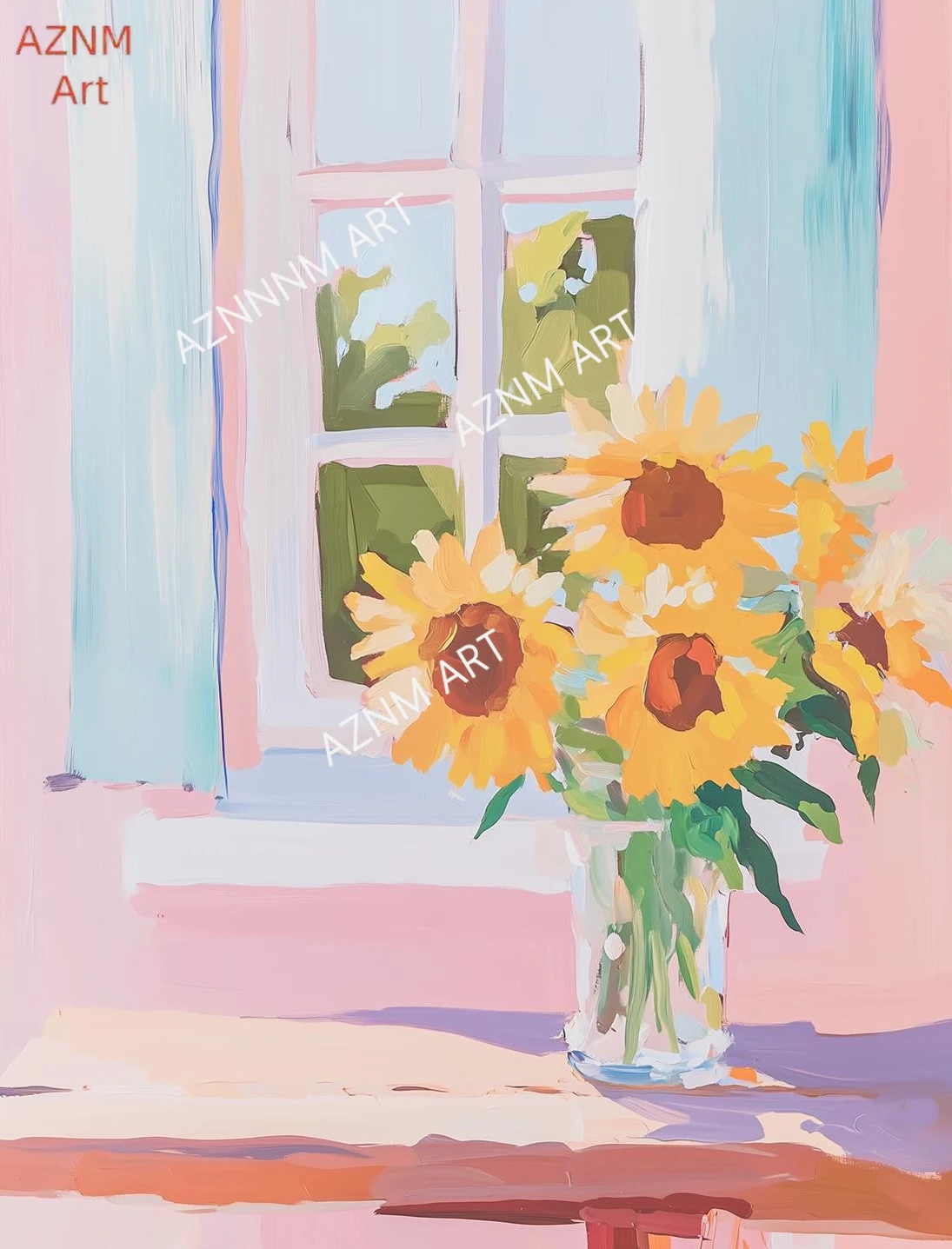 Spring Romantic Color Oil Painting Plants Flowers Art Illustrations Posters Canvas Printing Caf é Gallery Home Wall Decoration