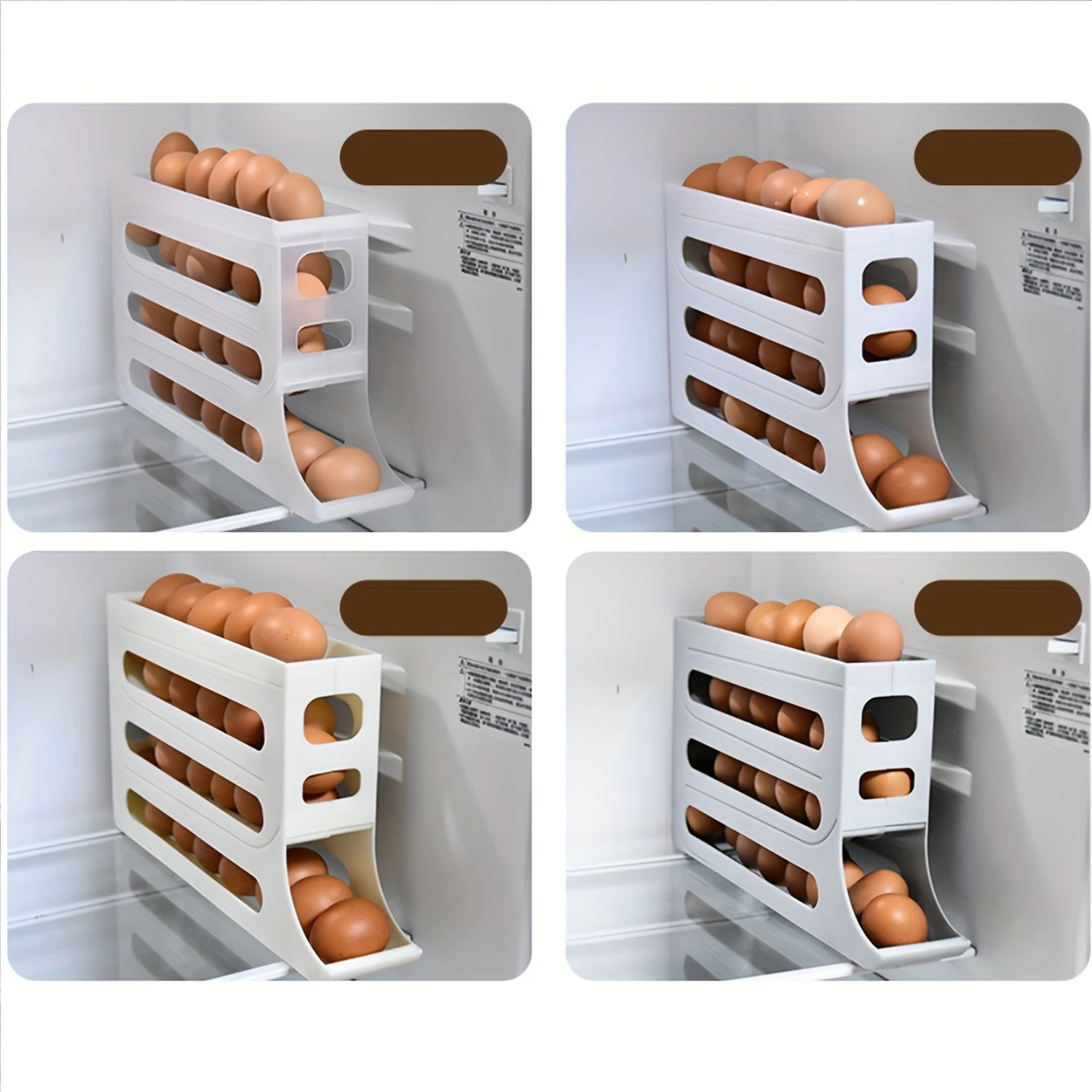 

1pc Household Four-layer Slide-type Egg Box, Refrigerator Side Door Automatic Egg Roller, Egg Box, Large Capacity Egg Tray Port