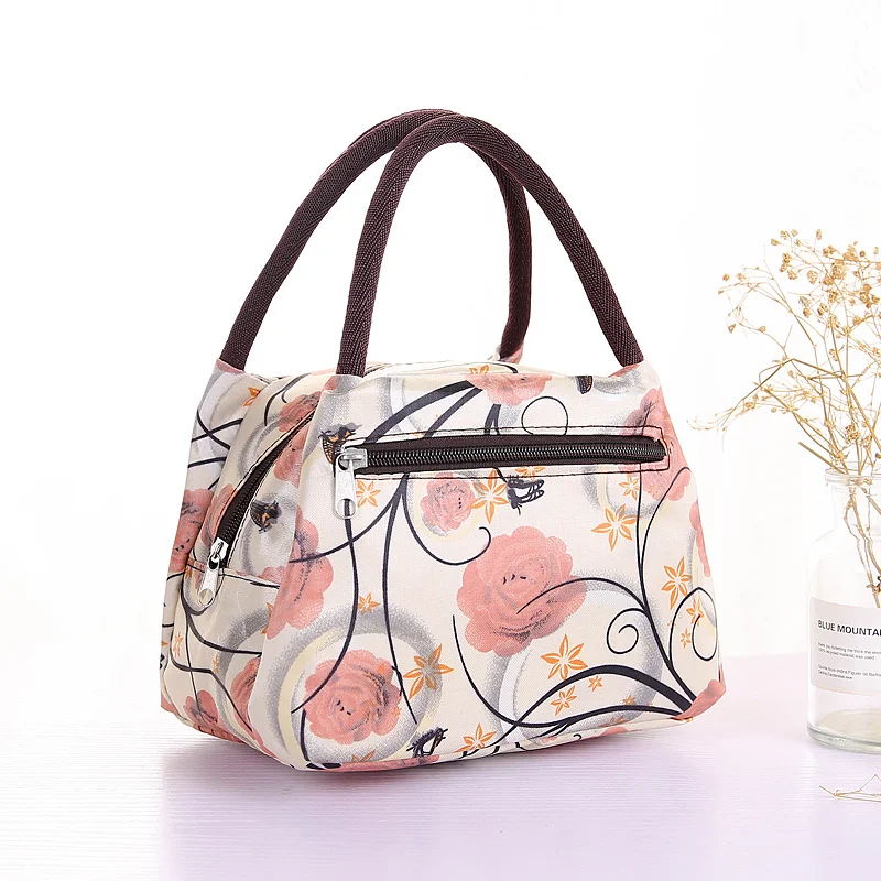 

Waterproof Oxford Cloth Small Square Bag Lunch Box Bag Work Tote Bag Zipper Mommy Bag