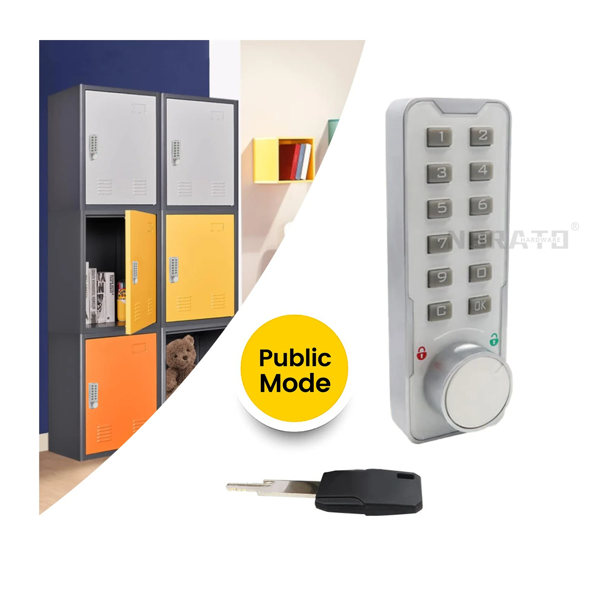 Office Sauna Public Push Button Keypad Cabinet Cam Smart Lockers Electronic Lock With Key