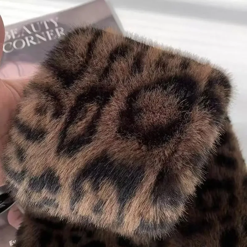 تقليد أرنب الفراء وشاح المرأة الشتاء ليوبارد رشاقته الدافئة فو الفراء وشاح الرقبة حامي عبر طوق أفخم شال الأوشحة