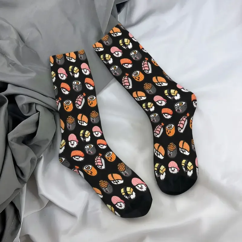 Y2K calcetines de comida familiar Sushi para hombre y mujer, medias de Primavera de poliéster