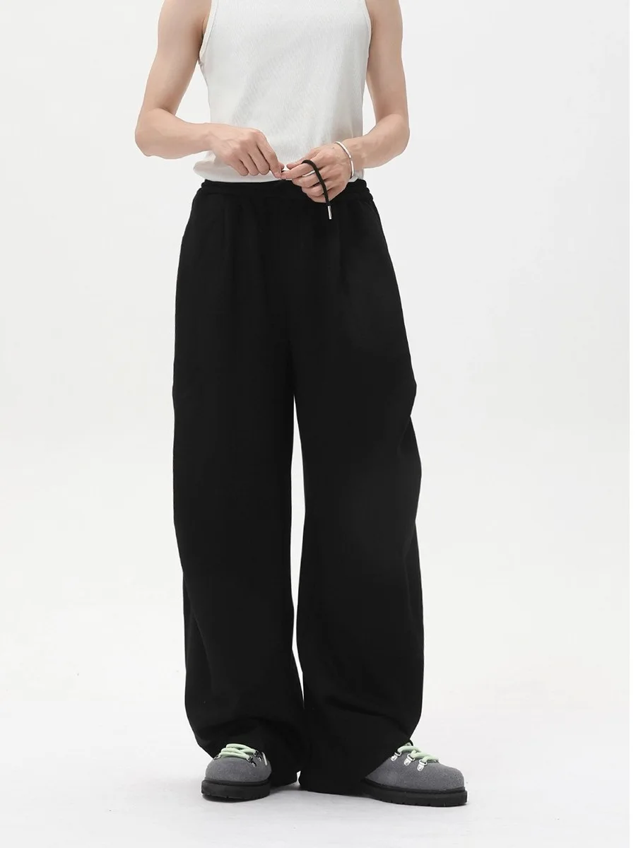 

American heavyweight white and gray sports sweatpants for men and women, trendy design, straight-leg casual pants