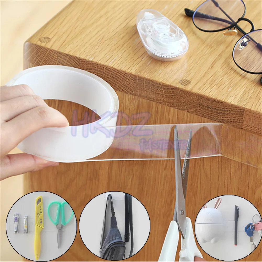 Double Side Tape Feature Waterproof Wall Stickers Reusable Heat Resistant Bathroom Home Decoration Tapes Transparent Nano Tape